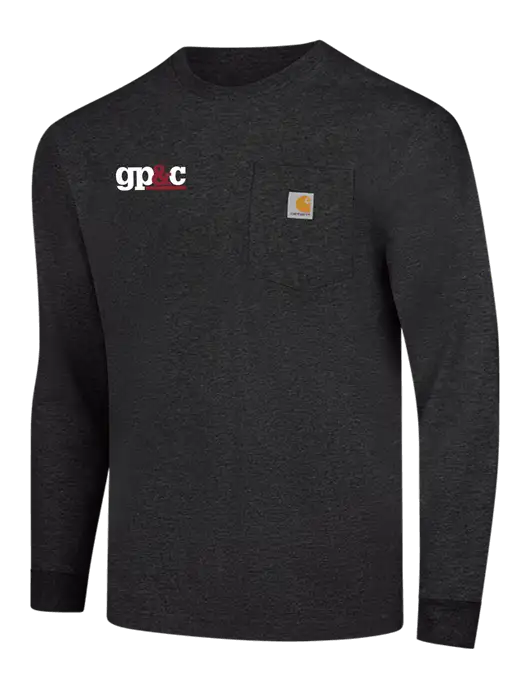 Carhartt Dark Grey Heather Workwear Pocket Long Sleeve T-Shirt w/GP&C Logo