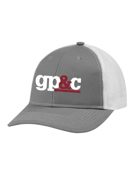 Snapback Ponytail Trucker Cap Light Medium Heather Grey w/White Mesh w/GP&C Logo