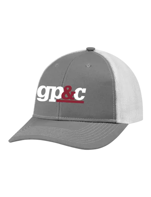 Snapback Ponytail Trucker Cap Light Medium Heather Grey w/White Mesh w/GP&C Logo