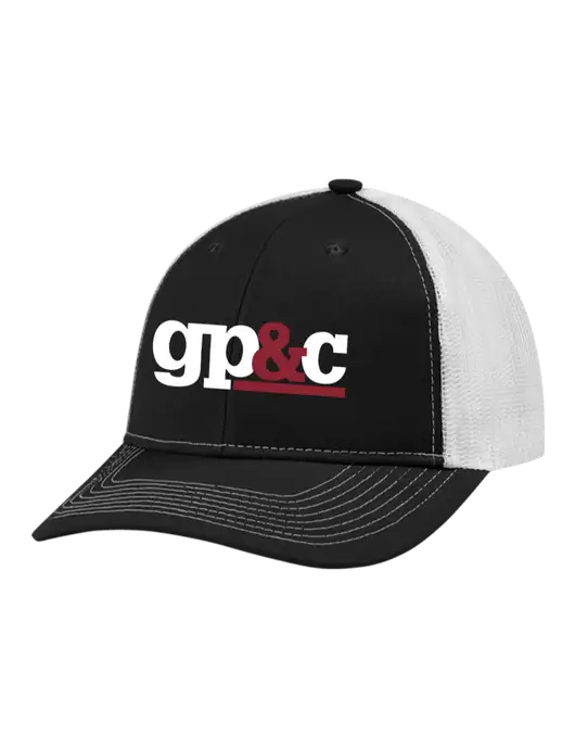 Snapback Ponytail Trucker Cap Black w/White Mesh w/GP&C Logo