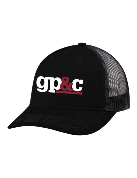 Snapback Ponytail Trucker Cap Black w/Black Mesh w/GP&C Logo