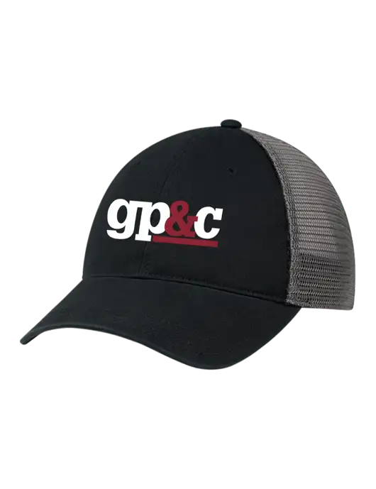 Richardson 111 Garment Washed Trucker Cap Black w/Charcoal Mesh w/GP&C Logo