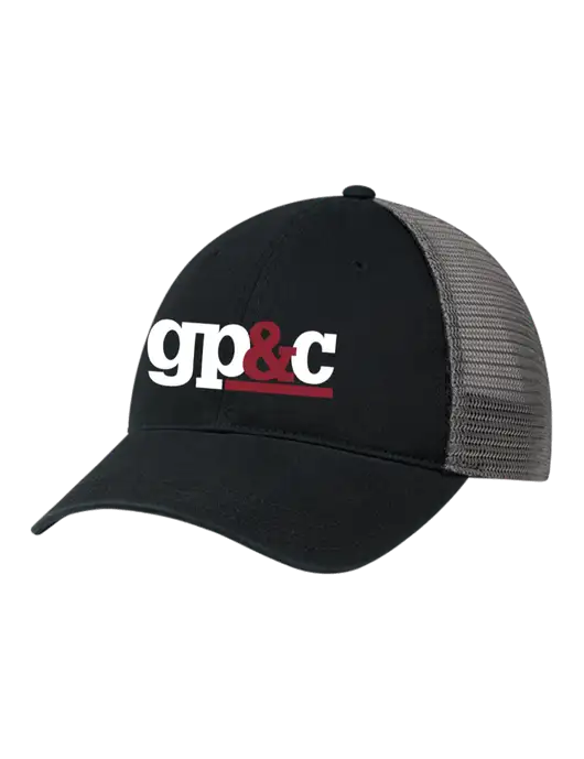 Richardson 111 Garment Washed Trucker Cap Black w/Charcoal Mesh w/GP&C Logo