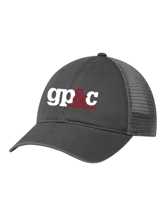 Richardson 111 Garment Washed Trucker Cap Charcoal w/Charcoal Mesh w/GP&C Logo