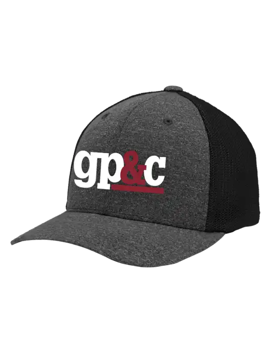 Flexfit Black/Dark Charcoal Heather Melange Mesh Back Trucker Cap w/GP&C Logo