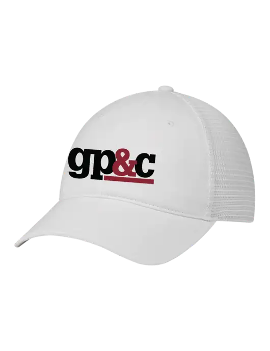 Richardson 111 Garment Washed Trucker Cap White w/White Mesh w/GP&C Logo