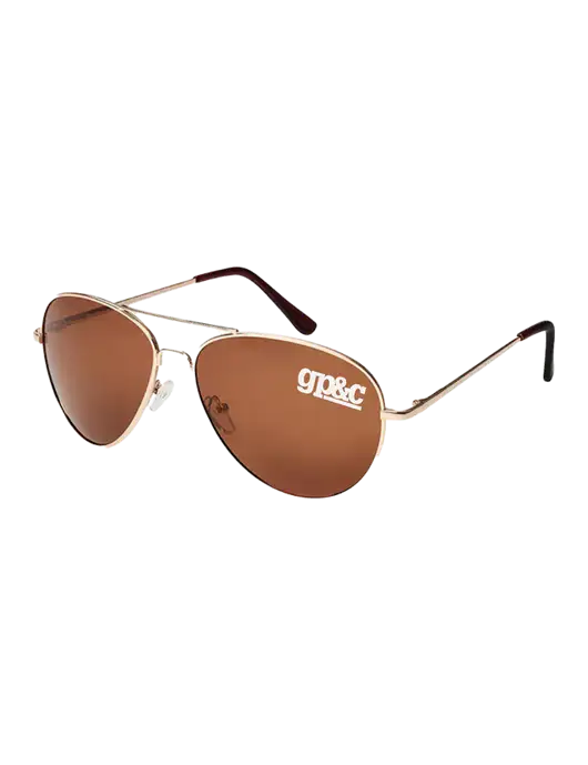 Aviator Coffee Brown with Gold Sunglasses  w/GP&C Logo