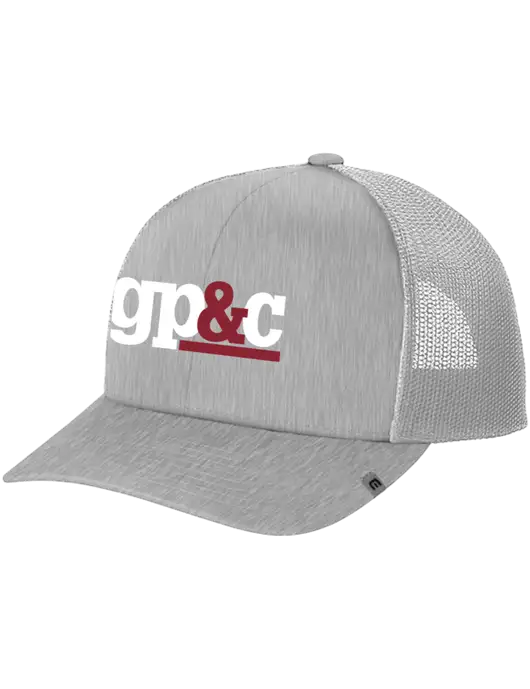 TravisMathew Light Medium Grey Heather Cruz Trucker Cap w/GP&C Logo