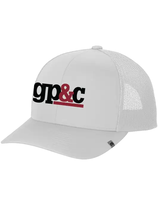 TravisMathew White Cruz Trucker Cap w/GP&C Logo