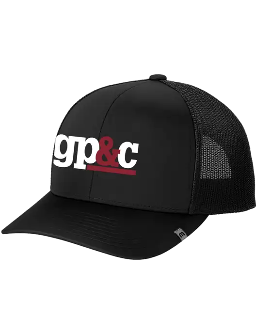 TravisMathew Black Cruz Trucker Cap w/GP&C Logo