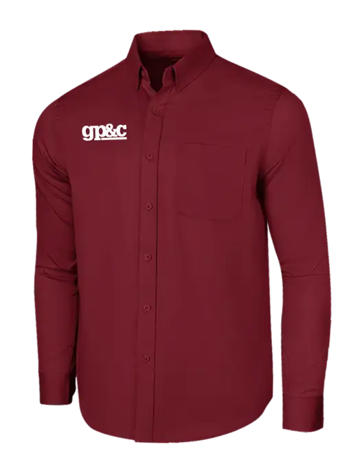 Long Sleeve Maroon Superpro React Twill Shirt w/GP&C Logo
