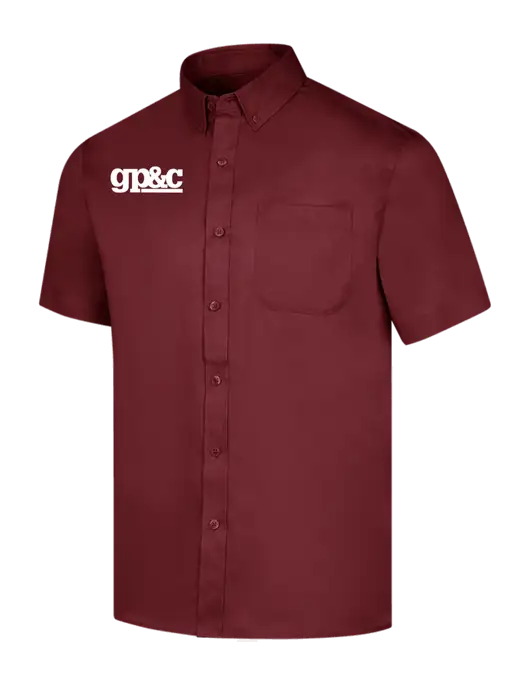 Short Sleeve Maroon Superpro React Twill Shirt w/GP&C Logo
