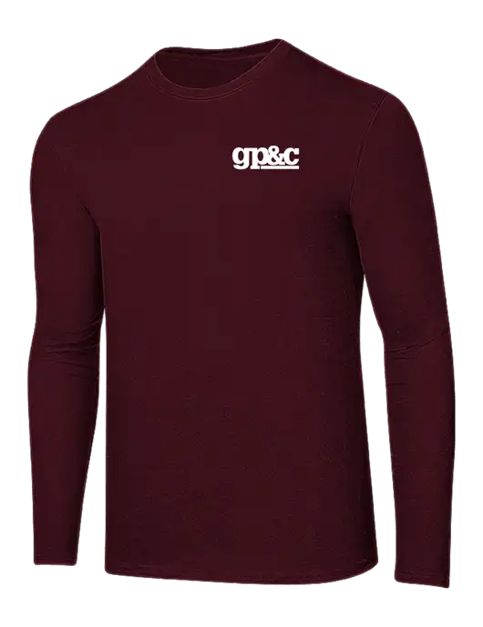 Ring Spun Maroon 4.5 oz Long Sleeve T-Shirt w/GP&C Logo