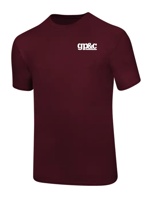 Ring Spun Maroon 4.5 oz T-Shirt w/GP&C Logo