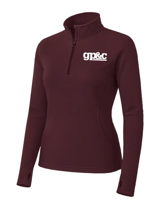 Maroon Womens Sport Wick Stretch 1/4 Zip Pullover w/GP&C Logo