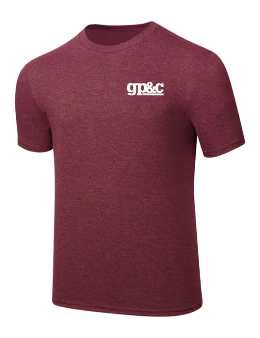Simply Soft Maroon Frost 4.5oz  Poly/Combed Ring Spun Cotton T-Shirt w/GP&C Logo