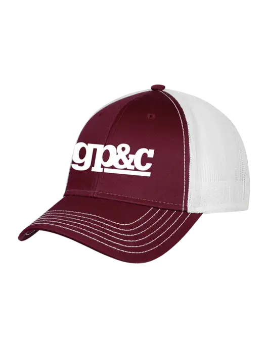 Maroon/Maroon/White Mesh Trucker Cap Snap Back w/GP&C Logo