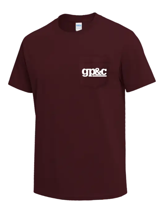 Maroon Heavyweight 6.1 oz Pocket T-Shirt w/GP&C Logo