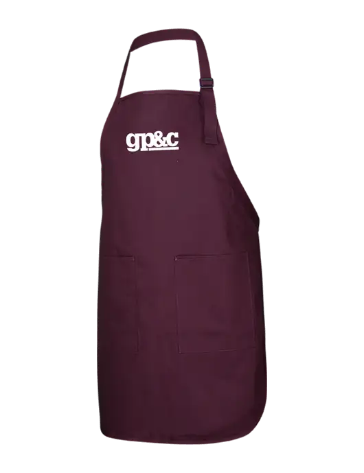 Full-Length Maroon Apron With Pockets w/GP&C Logo