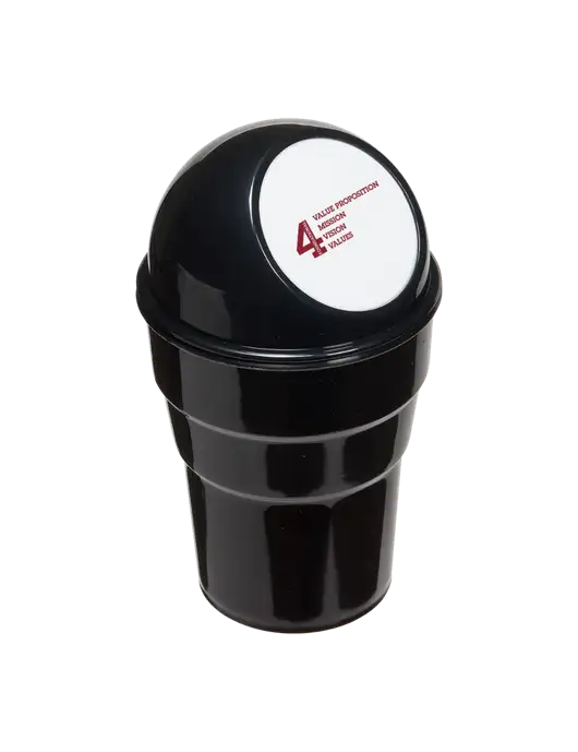 Black Car Cup Holder Trash Can w/Foundational 4 Logo