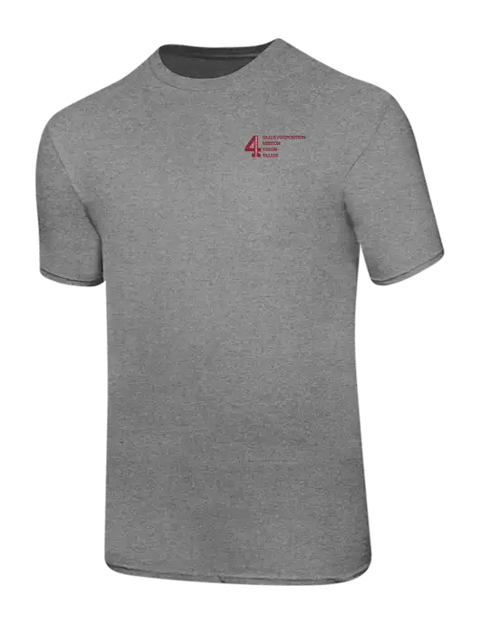 Ring Spun Light Heather Grey 4.5 oz T-Shirt w/Foundational 4 Logo