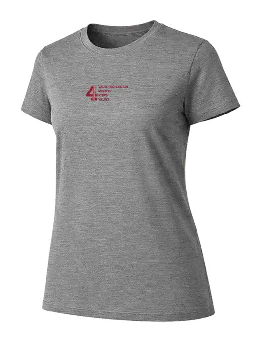 Womens Ring Spun Light Grey Heather 4.5 oz T-Shirt w/Foundational 4 Logo